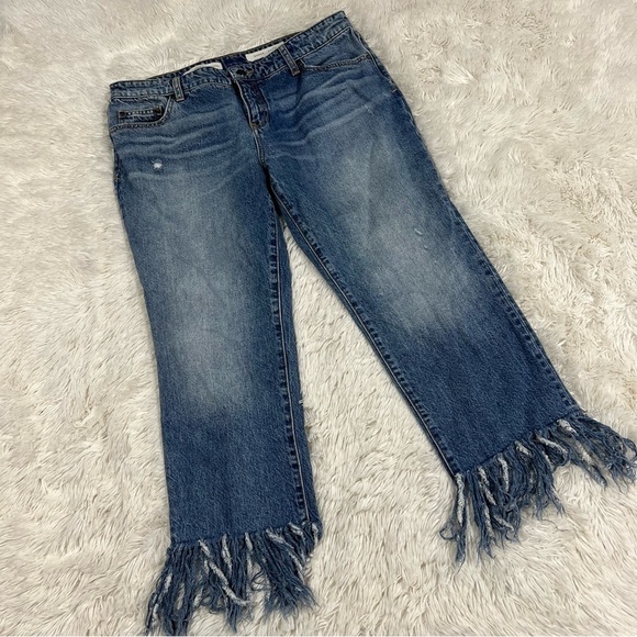 Anthropologie Pilcro and the Letterpress fringe hem cropped denim jeans size 31 - Picture 3 of 14